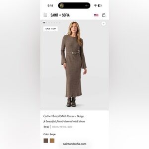 Callie Fluted midi Ribbed dress